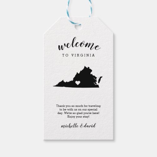 Welcome to Virginia  Calligraphy Wedding Gift Tags