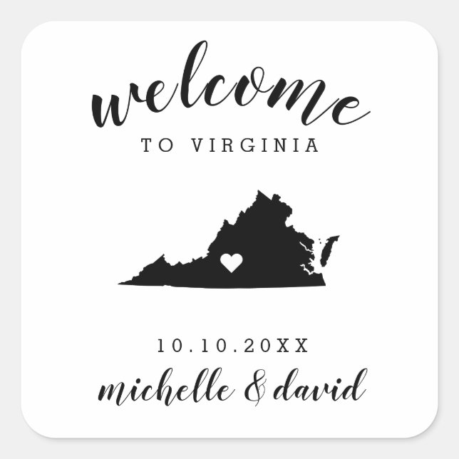 Welcome to  Virginia | Wedding custom favor Square Sticker (Front)