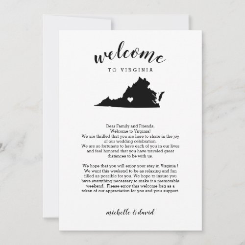 Welcome to Virginia    Wedding Letter  Itinerary