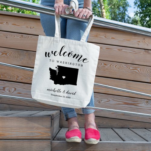 Welcome to Washington   State Silhouette Wedding Tote Bag