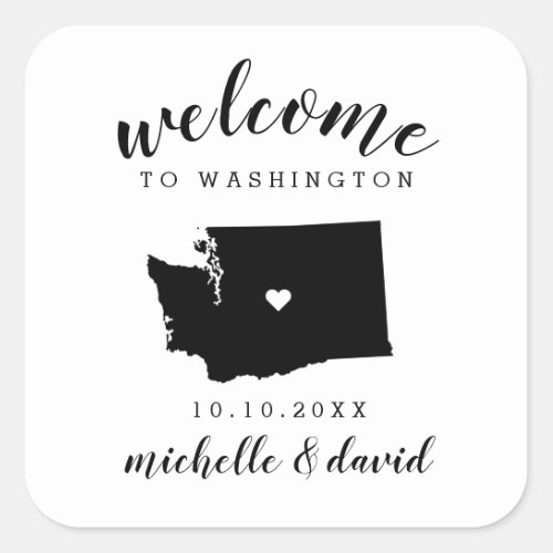 Welcome to  Washington  Wedding custom favor Square Sticker