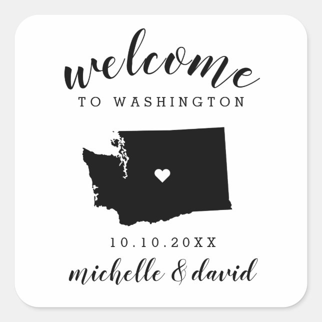Welcome to  Washington | Wedding custom favor Square Sticker (Front)