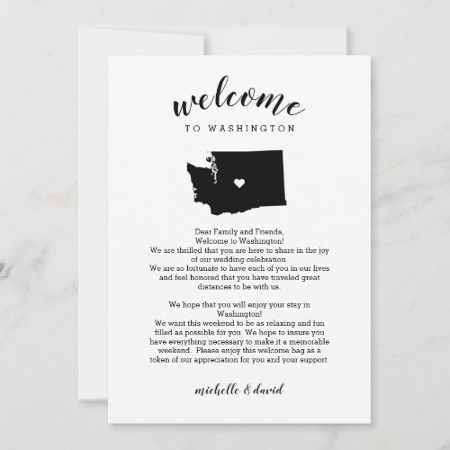 Welcome to Washington  Wedding Letter  Itinerary