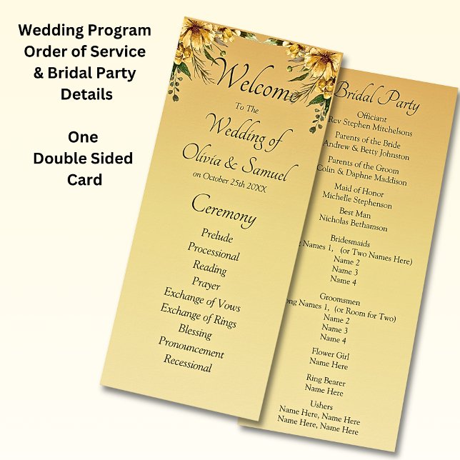 Welcome to Wedding Ceremony, Golden Yellow Flowers Program (Creator Uploaded)