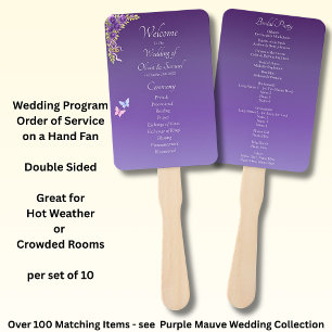 Welcome to Wedding Ceremony, Purple Mauve Flowers Hand Fan