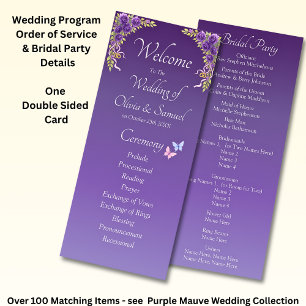 Welcome to Wedding Ceremony, Purple Mauve Flowers Program