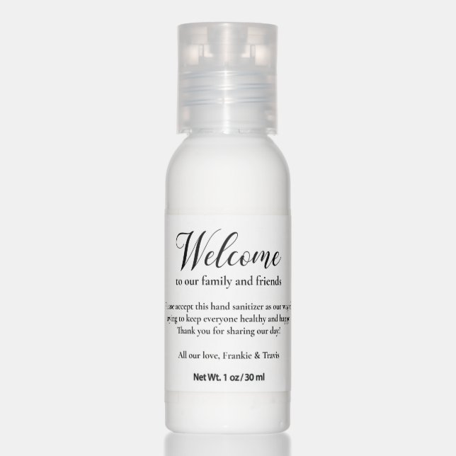 Welcome To Wedding Elegant Script Hand Lotion (Front)