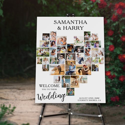 Welcome to Wedding Heart Shape 36 Photo Collage Foam Board