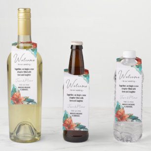 Welcome to wedding Hibiscus Serenade Paradise Bottle Hanger Tag