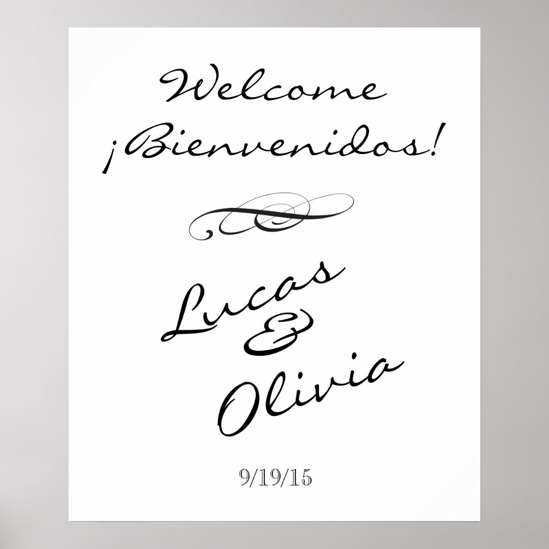 Welcome to Wedding sign bilingual Spanish English | Zazzle