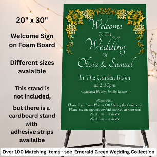 Welcome to Wedding Sign Emerald Green & Gold