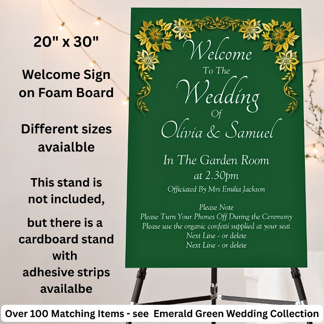 Welcome to  Wedding Sign Emerald Green & Gold (Creator Uploaded)