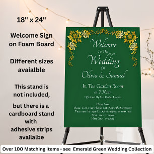 Welcome to Wedding Sign Emerald Green & Gold