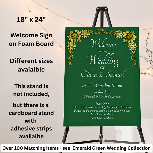 Welcome to  Wedding Sign Emerald Green & Gold (Creator Uploaded)