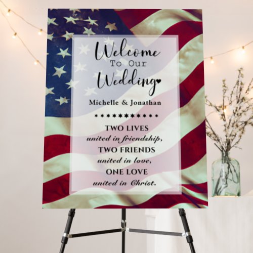 Welcome to Wedding USA Flag Patriotic Christian Foam Board