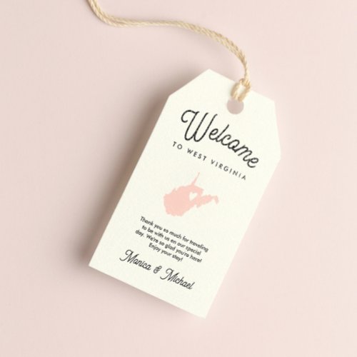 Welcome to WEST VIRGINIA Wedding ANY COLOR     Gift Tags