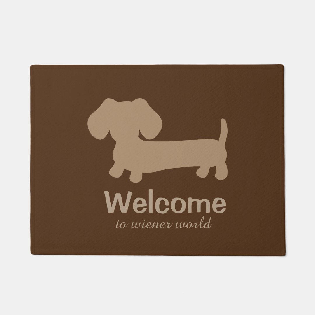 to Wiener Dog World Front Door mat Zazzle