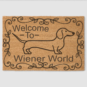 Welcome to Wiener World Fiber Doormat