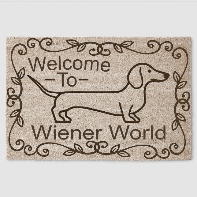 Welcome to Wiener World Fiber Doormat (Front)