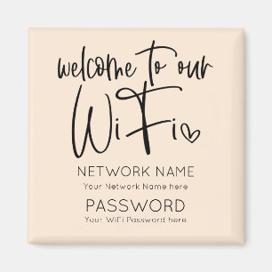 Welcome to WiFi Details Guests Informal Text Cream Magnet