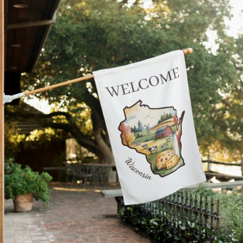 Welcome to Wisconsin Farm Scene Flag