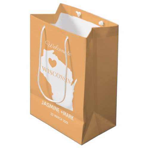Welcome to Wisconsin personalize wedding custom Medium Gift Bag