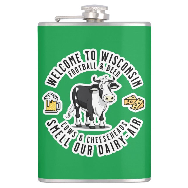 Welcome to Wisconsin, Smell our Dairy Air Flask (Front)