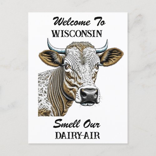 Welcome to Wisconsin Smell our Dairy Air Postcard