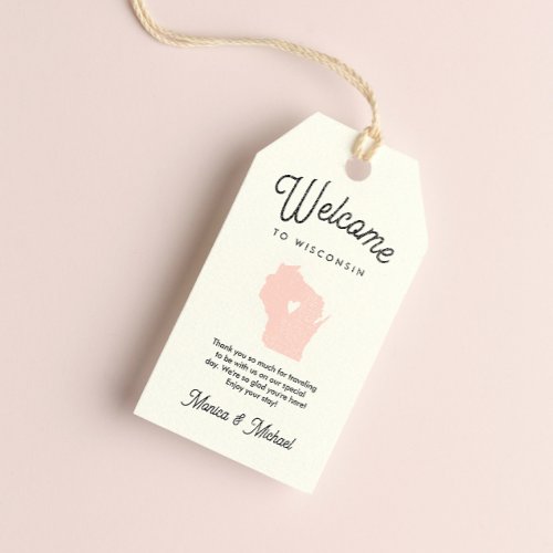 Welcome to WISCONSIN Wedding ANY COLOR     Gift Tags