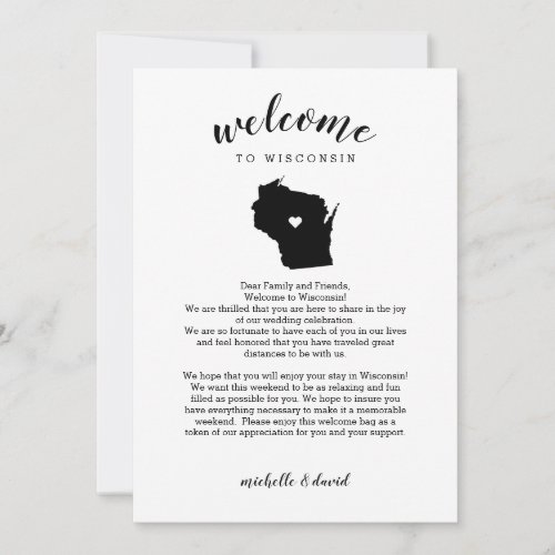 Welcome TO Wisconsin   Wedding Letter  Itinerary