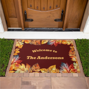 Welcome to with Autumn leaves Doormat
