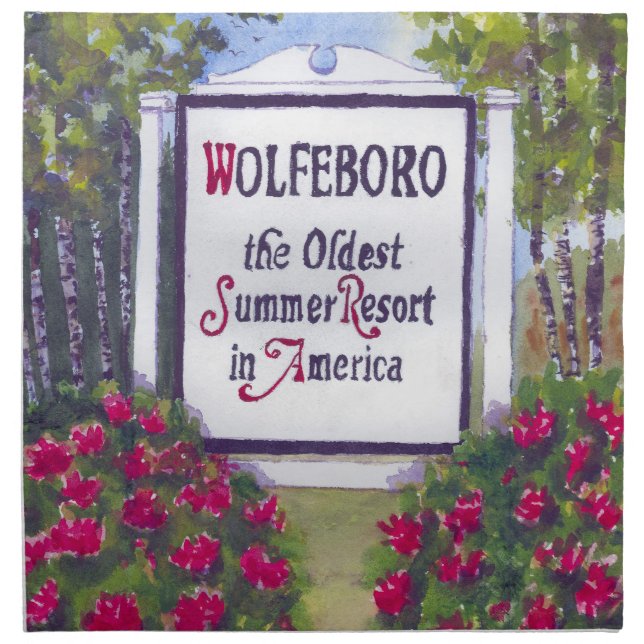 Welcome to Wolfeboro NH Sign Cloth Napkin (Front)