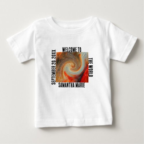 Welcome To World Groovy Sprial Gender Neutral Baby T_Shirt