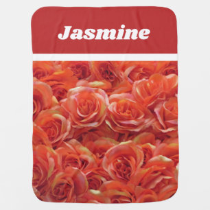 Welcome To World Orange Rose Garden Floral Baby Baby Blanket