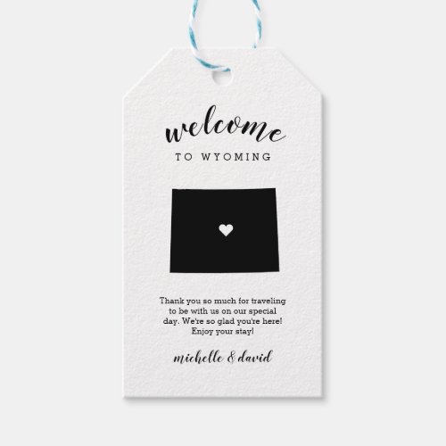 Welcome to Wyoming  Calligraphy Wedding Gift Tags