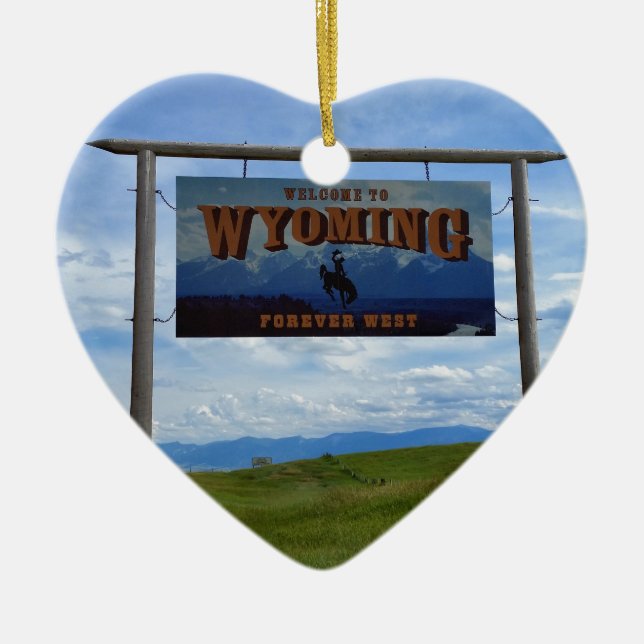 Welcome to Wyoming Ceramic Ornament (Front)