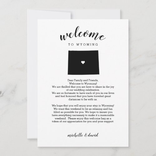 Welcome TO Wyoming   Wedding Letter  Itinerary