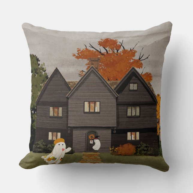 Welcome to your haunted house throw pillow (Front)