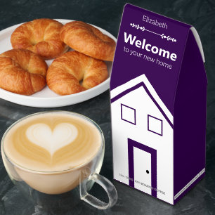 Welcome to Your New Home & Name Purple White House Roasted Coffee