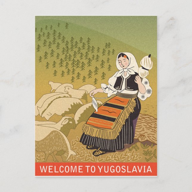 Welcome to Yugoslavia, vintage airline postcard (Front)
