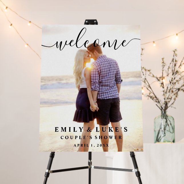 Welcome Top Photo Couple's Shower Wedding Sign (In Situ (Stand))