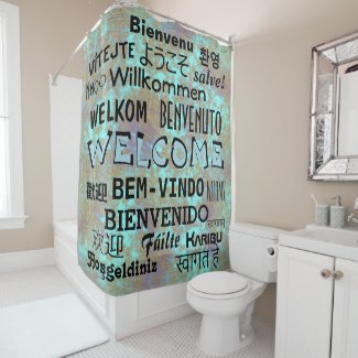Cool WELCOME translated into many languages Shower Curtain