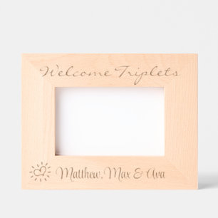Welcome Triplets, With Names, Photo, 6x4", Engraved Frames