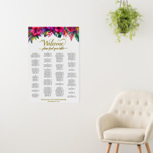 Welcome Tropical Garden Alphabetical Seating Chart Foam Board