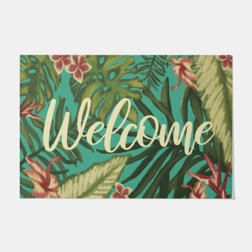 Welcome Tropical Hawaii Jungle Mat Summer Vibes Doormat