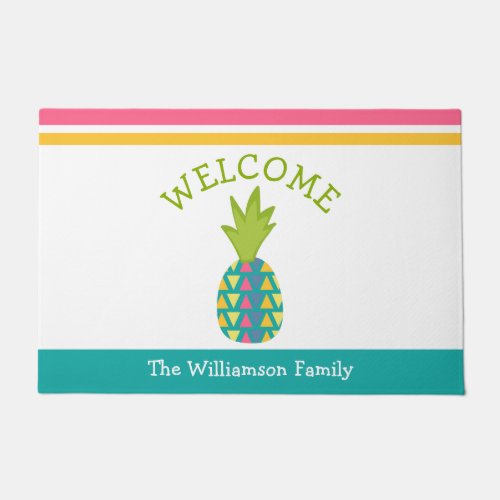 Welcome Tropical Hospitality Pineapple Turquoise  Doormat