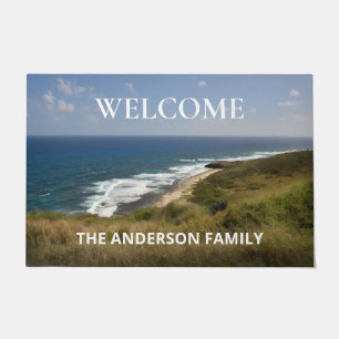 Welcome Tropical Ocean Beach USVI Personalize Doormat