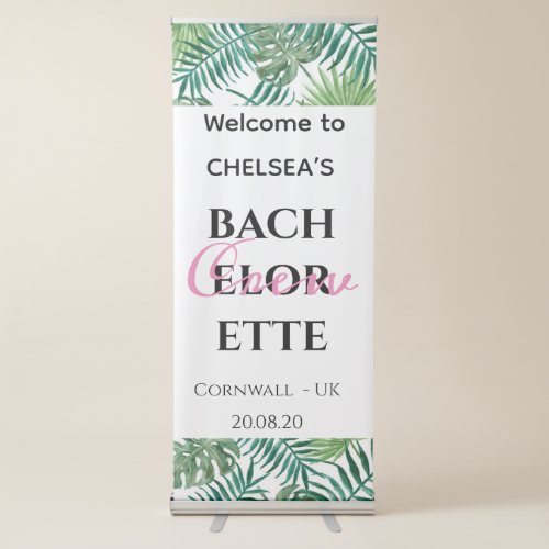 Welcome Tropical Palm Bachelorette Crew Party  Retractable Banner
