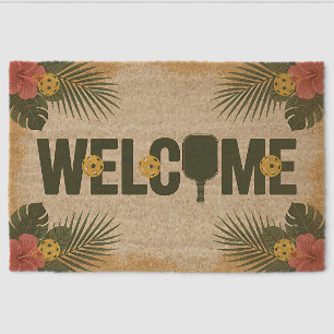 Welcome Tropical Pickleball Paddle Court Mat
