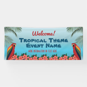 Welcome Tropical Theme Event with Parrots  Banner